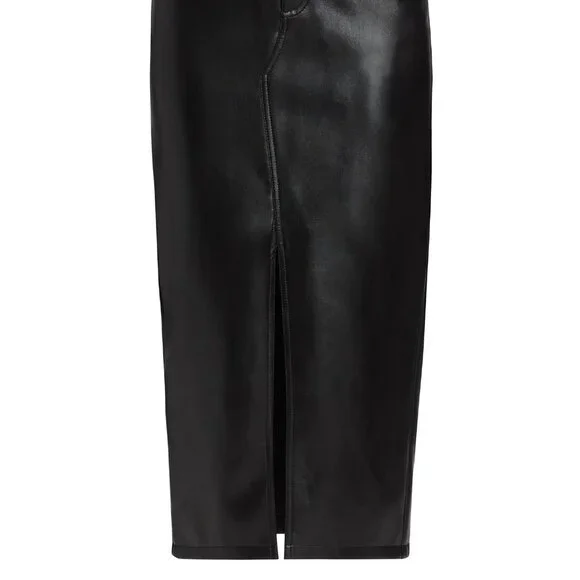 Cinq à Sept Tana Faux Leather Black Midi Skirt NWT Size 6 - Picture 2 of 5